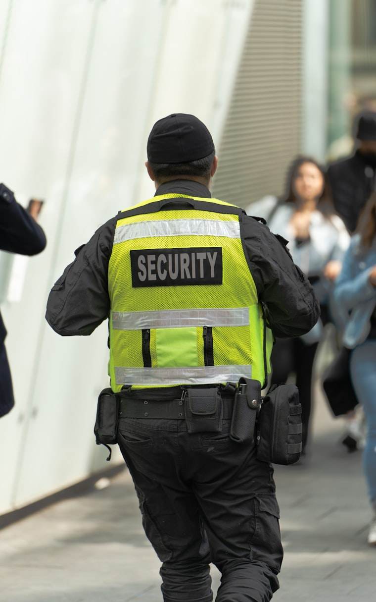 A security officer managing an event